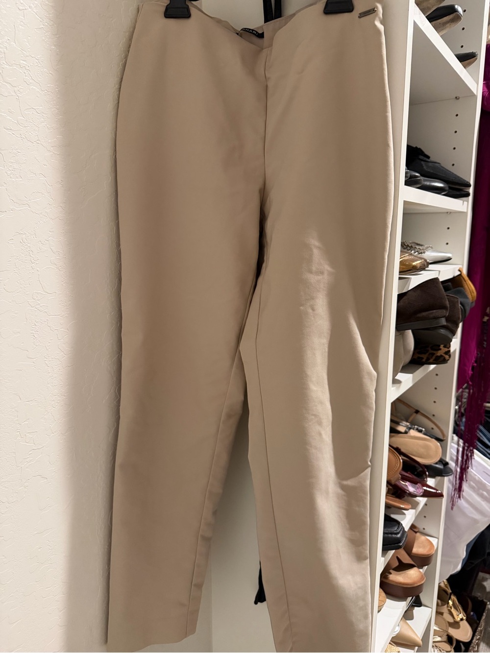 Tahari Light Tan Slim Dress Trousers